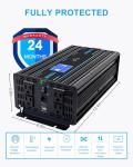 CAPTOK 1500W Pure Sine Wave Inverter DC 12V AC 120V Double LCD Screen Remote Control Power Inverter 30W USB-C 4AC Outlets for RV, Home, Solar System