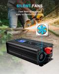CAPTOK 1500W Pure Sine Wave Inverter DC 12V AC 120V Double LCD Screen Remote Control Power Inverter 30W USB-C 4AC Outlets for RV, Home, Solar System