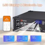 TechCella 48V 400Ah LiFePO4 Lithium Battery, 4 Pack 48V 100Ah, Inverter Communication, 3U Rack-Mount, Smart Display & Bluetooth, 6000+ Cycles, 20.48kWh Capacity for Off-Grid, Solar System, Backup