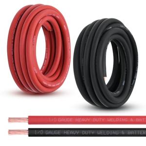 Shirbly 1/0 Gauge Battery Cable, 20FT Red + 20FT Black 1/0 AWG Pure Copper Wire Welding Cable, for Automotive, Battery, Solar and Generator, Standard USA OFC Wire