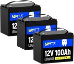 WattCycle 12V 100Ah LiFePO4 Deep Cycle Battery - Group 24, 15000 Deep Cycles, Built-in 100A BMS, Low-Temperature Protection for RV, Marine, Golf Cart, Solar Panel Systems, Home Backup (3 Packs)