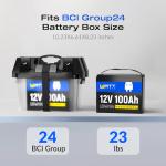 WattCycle 12V 100Ah LiFePO4 Deep Cycle Battery - Group 24, 15000 Deep Cycles, Built-in 100A BMS, Low-Temperature Protection for RV, Marine, Golf Cart, Solar Panel Systems, Home Backup (3 Packs)