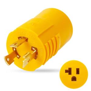 Shore Power NEMA L5-30P to 5-15/20R RV Generator Adapter Marine 30 Amp to 110 15 Amp Household Regular Inlet Connector, 30A 3 Prong Locking Generator Male Plug L5-30P to 5-15R 5-20R Female Cord