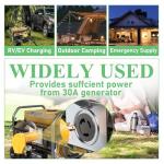 Shore Power NEMA L5-30P to 5-15/20R RV Generator Adapter Marine 30 Amp to 110 15 Amp Household Regular Inlet Connector, 30A 3 Prong Locking Generator Male Plug L5-30P to 5-15R 5-20R Female Cord