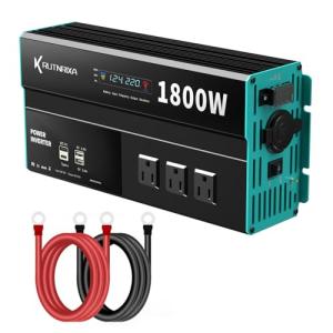 RUTNRIXA Power Inverters 12V DC to 110V AC Converter for Vehicles USB-C/PD 25W Fast Charging Ports Car Charger Adapter with a Cigarette Lighter Ports Plug Outlet (Modified sine wave-1800W)