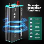 RUTNRIXA Power Inverters 12V DC to 110V AC Converter for Vehicles USB-C/PD 25W Fast Charging Ports Car Charger Adapter with a Cigarette Lighter Ports Plug Outlet (Modified sine wave-1800W)