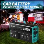 RUTNRIXA Power Inverters 12V DC to 110V AC Converter for Vehicles USB-C/PD 25W Fast Charging Ports Car Charger Adapter with a Cigarette Lighter Ports Plug Outlet (Modified sine wave-1800W)