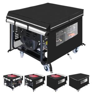 Generator Covers while Running, 32''L×24''W×24''H, Waterproof Generator Covers for Outside with Top Opening and Visual Operation Window, Double-layer Fabric, Black