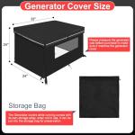 Generator Covers while Running, 32''L×24''W×24''H, Waterproof Generator Covers for Outside with Top Opening and Visual Operation Window, Double-layer Fabric, Black