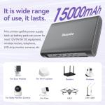 Mini UPS, 15000mAh Uninterruptible Power Supply with DC Output USB 5V/2A DC 5V/9V/12V/2A, Power Supply Battery Backup for Router, Modem, Security Camera, Breast Pump, and More (15000mAh)