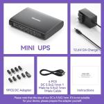 Mini UPS, 15000mAh Uninterruptible Power Supply with DC Output USB 5V/2A DC 5V/9V/12V/2A, Power Supply Battery Backup for Router, Modem, Security Camera, Breast Pump, and More (15000mAh)