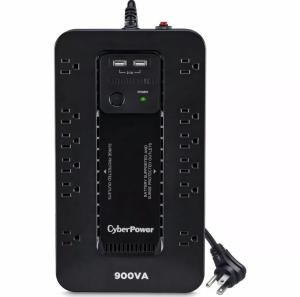 CyberPower ST900U Standby UPS System, 900VA/500W, 12 Outlets, 2 USB Charging Ports, Compact, Black