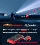 GOODaaa Power Bank Wireless Charger 36000mAh Built in 4 Cables Six Outputs 15W Fast Charging Power Bank for All Mobile Devices Three Inputs Solar Portable Charger with Dual Flashlights, Carabiner