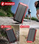 GOODaaa Power Bank Wireless Charger 36000mAh Built in 4 Cables Six Outputs 15W Fast Charging Power Bank for All Mobile Devices Three Inputs Solar Portable Charger with Dual Flashlights, Carabiner