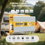 XWJNE 2000W Pure Sine Wave Power Inverter 12V DC to 120V GFCI AC Converter with LCD Display and Remote for Home, RV, Truck, Off-Grid Solar Power