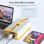 XWJNE 2000W Pure Sine Wave Power Inverter 12V DC to 120V GFCI AC Converter with LCD Display and Remote for Home, RV, Truck, Off-Grid Solar Power