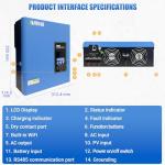 Hybrid Solar Inverter 3000W, 24Vdc to110Vac Off-Grid Inverter,100A MPPT Controller,Support Battery-Less or AGM Lithium Battery, Pure Sine Wave for Home Backup,Solar Systems