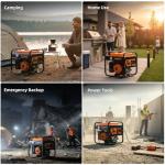 Oxseryn 5000W Inverter Generator Gas Powered, Open Frame Generator, Portable Outdoor Power Equipment, Emergency Home Backup, RV Ready 30A Outlet, ECO Mode, EPA Compliant