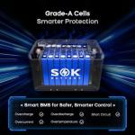 SOK Battery 24V 150Ah LiFePO4 Battery with Built-in Heater, Bluetooth, CAN Communication | Deep Cycle Lithium Iron Phosphate for RV, Off-Grid Solar, Marine, Home Backup