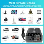 Pure Sine Wave Car Inverter 200 Watt 12V DC to 110V 120V AC Car Power Inverter Converter with 30W PD USB-C & QC3.0 USB-A Fast Charging for Vehicle Truck RV by Leesky