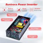 Sunivora 1200 Watt Inverter 12V DC to 110V/120V AC 60HZ 2400 Watt(Peak) Car Power Inverter with 2 AC Outlets & Dual USB Ports for Car Vehicle Truck Camping