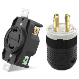 ELEGRP NEMA L14-30P & NEMA L14-30R Locking Plug and Receptacle, Generator Twist Lock Plug & Socket/Outlet, 30 Amp 125/250V 3 Pole 4 Wire Grounding, Industrial Grade Heavy Duty, UL Listed (1 Set)