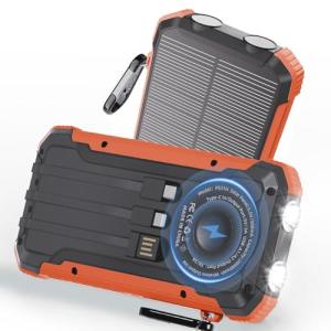 Luvknit Solar Charger Power Bank 20,000mAh Portable Wireless Charger, Fast Charging External Battery Bank with 6 Outputs for Cell Phones,Portable Solar Panel with Dual Flashlight for Camping