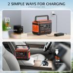 Giomre Portable Power Station, 297Wh Backup Lithium Battery Generator with 600W AC Output and 120W Fast Charging, Solar Generator for Outdoors Camping, Travel Emergency, Home Blackout