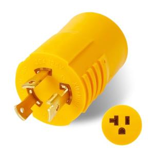 30 Amp Shore Power RV Generator Adapter Compatible with NEMA L5-30P to 5-15/5-20R Marine 30 Amp to 110V 15 Amp/120V 20 Amp Household Regular Inlet Connector, 3-Prong Locking Generator Cord