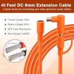 MOOKEERF 14AWG DC 8mm Extension Cable for Solar Panel 40FT,DC7909 Solar Panel Cable Female to Male with DC8020 Male Adapter Compatible with Aker,GZ Yeti,BLUETT,Jackery Portable Power Station - 40 Foot
