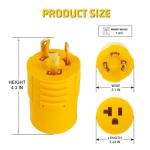 30 Amp Shore Power RV Generator Adapter Compatible with NEMA L5-30P to 5-15/5-20R Marine 30 Amp to 110V 15 Amp/120V 20 Amp Household Regular Inlet Connector, 3-Prong Locking Generator Cord