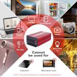 POWTDEAR Power Inverter 2000 Watt, Modified Sine Wave Power Converter 2000W DC 12V to 110V AC Car Inverter with 2.4A USB Ports 3 AC Outlets Red