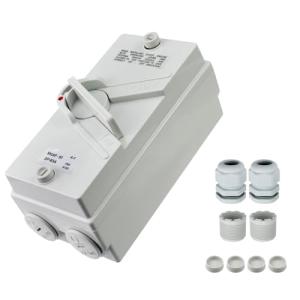 Antrader 1Pcs Enclosed Motor Disconnect Switch,63A 2Pole 220V Universal Disconnect Switch,IP66 Outdoor Waterproof Switches for Generator Boat and Welding