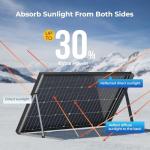 BougeRV 24V N-Type 16BB 100W Bifacial Solar Panel, 24V 100 Watt Solar Panel, for RV Camping Boat Marine Log Cabin Roof, Black Frame (1PCS)