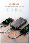 jskei Power Bank 49800mAh Solar Portable Charger Wireless Charging USB-C 15W Fast Charging with 4 Built-in Cables LED Flashlight Battery Pack Compatible with iPhone, iPad, Perfect for Camping,Hiking