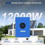 Aninerel 12000W Hybrid Solar Inverter 48V DC to 110/220V AC, Pure Sine Wave, Built-in Dual MPPT, 99.9% Efficiency, Solar & Generator Input, Dustproof, for Home Backup RV Off-Grid