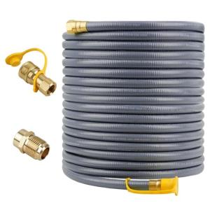50 FT Natural Gas Hose, 3/4" ID Natural Gas Extension Hose, Line Hose with Brass Quick Connect Fittings, for Generators, Grills, Patio Heaters, BBQ