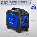 BILT HARD Gas Generator 2500W, 80cc 4 Stroke Quiet Inverter Generator with CO Sensor, Parallel Ready,120V AC Duplex Receptacle and 12V DC Output, Outdoor Generators for Camping, Home Use, 49-State