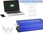 Fit4Less Pure Sine Wave Power Inverter DC12V to AC 110V with Dual sockets and USB, LCD Remote kit. (1500W)