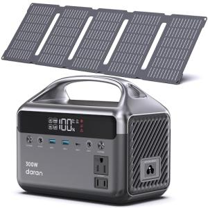 Portable Power Station 600W Surge with 40W Solar Panel, 192Wh Solar Generator with LiFePO4 Battery, Power Bank for Laptop and Emergency Backup