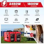 2450 Watt Inverter Generator, 120V Gas Powered Generator Super Quiet, RV Ready/EPA for RV, Camping and Home，Red