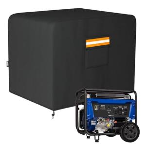 EVRBUL Generator Cover, 30”L x 30”W x 26”H Heavy Duty Waterproof 420D All-Weather Generator Cover with Storage Pocket Compatible with Most Generators 6000-11000 Watt (Black)