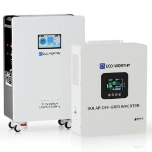 ECO-WORTHY Home Power Station Backup, 48V 280AH LiFePO4 Battery with 5KW Inverter, Communication Support, for Home Backup, Emergency, Solar Energy System