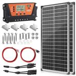 Bifacial 200W Solar Panels Kit Solar Panel with 30A PWM Charge Controller A+ Cell Cables Connectors Brackets Y Branch Adapter Cable for RV Boats Battery Marine Home Outdoor Off-Grid System