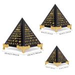NEONWE Healing Crystal Pyramid Paperweight - Clear Glass Energy Desk Decor with Gold Stand, Meditation Gifts for Office & Home, Feng Shui Ornament, Positive Energy Generator (3.15 inch)
