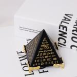 NEONWE Healing Crystal Pyramid Paperweight - Clear Glass Energy Desk Decor with Gold Stand, Meditation Gifts for Office & Home, Feng Shui Ornament, Positive Energy Generator (3.15 inch)