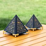 NEONWE Healing Crystal Pyramid Paperweight - Clear Glass Energy Desk Decor with Gold Stand, Meditation Gifts for Office & Home, Feng Shui Ornament, Positive Energy Generator (3.15 inch)