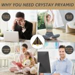 NEONWE Healing Crystal Pyramid Paperweight - Clear Glass Energy Desk Decor with Gold Stand, Meditation Gifts for Office & Home, Feng Shui Ornament, Positive Energy Generator (3.15 inch)