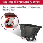 Suncast Commercial Standard Duty 1.5 Cubic Yard Roto-Molded Tilt Truck with Integrated Brake, Towable Design, 1300-Pound Capacity