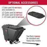 Suncast Commercial Standard Duty 1.5 Cubic Yard Roto-Molded Tilt Truck with Integrated Brake, Towable Design, 1300-Pound Capacity